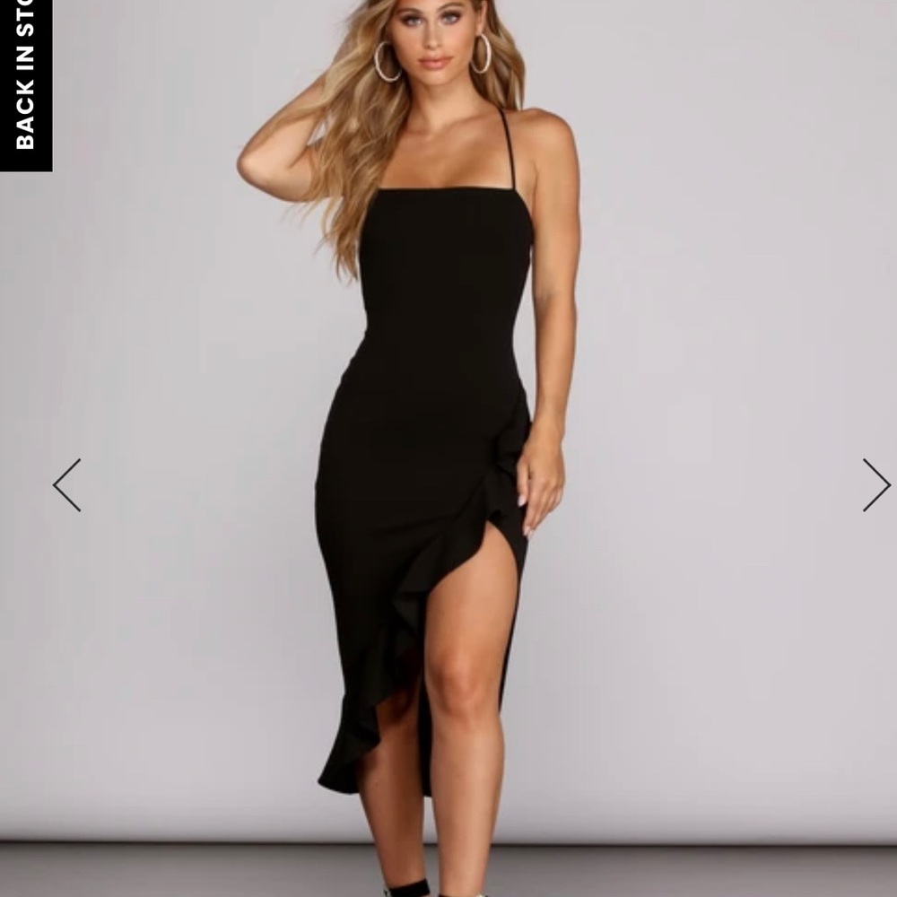 Windsor “Add some flare ruffle midi dress”